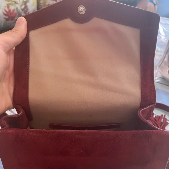 Elizabeth And James Eloise Field Bag Plum Tassle Leather Suede - Picture 16 of 16